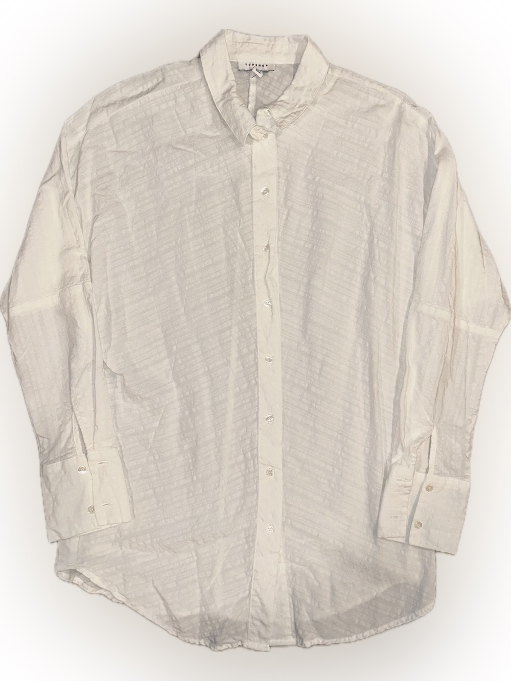 Topshop Off-White Textured Oversized Button-Down Shirt